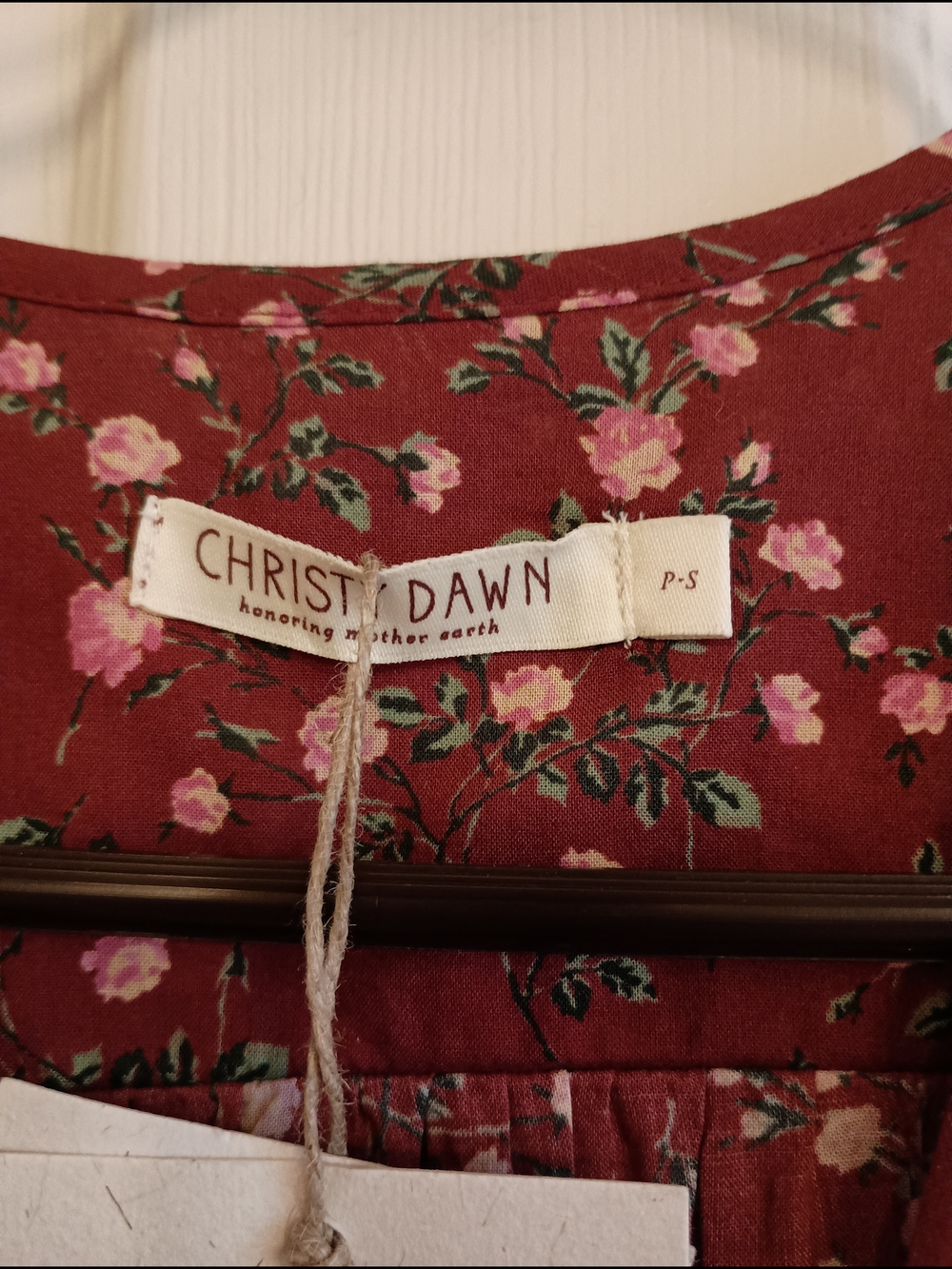 Christy Dawn Burgundy Floral Maxi Dress with Drawstring Waist - Picture 3 of 3